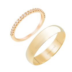 yellow gold matching his and hers wedding rings