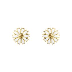 Georg Jensen silver and white enamel Daisy stud earrings