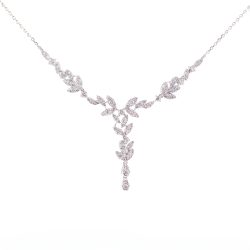 diamond petal motif necklet in white gold