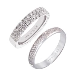 2 row matching diamond set wedding rings