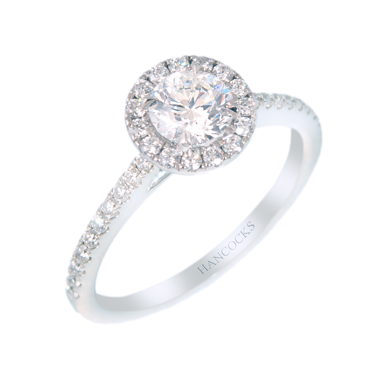 brilliant cut diamond halo cluster ring in platinum