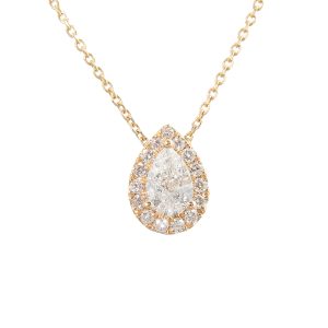 yellow gold pear cut diamond cluster pendant