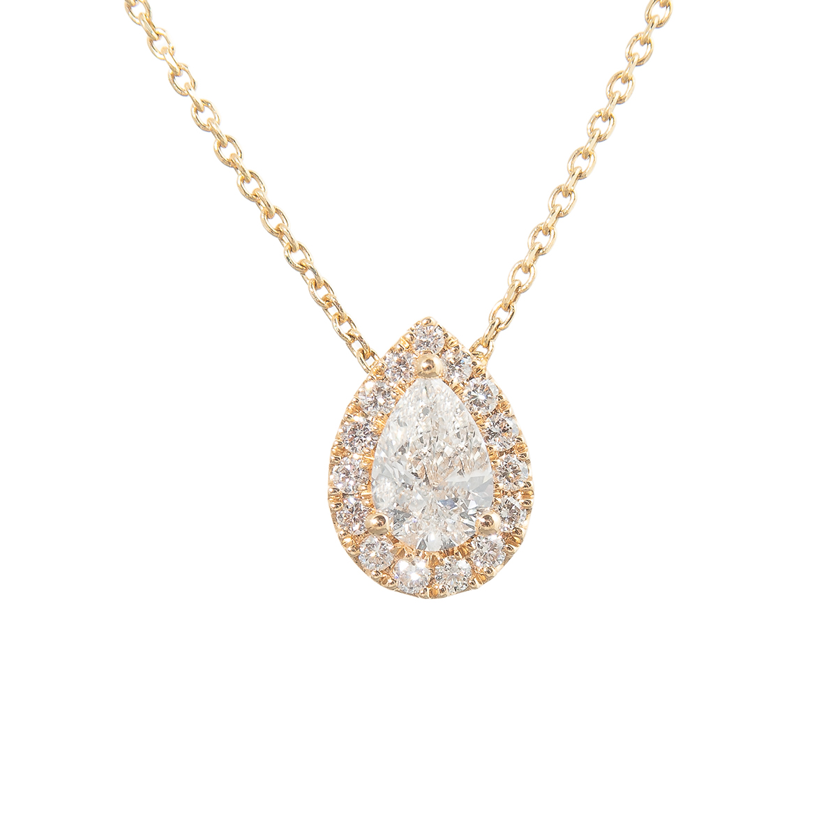 yellow gold pear cut diamond cluster pendant