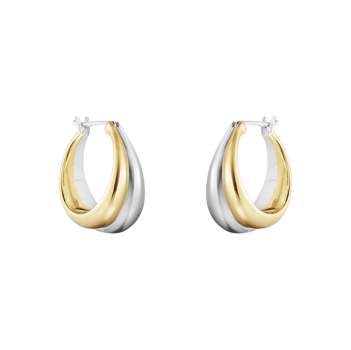 Georg Jensen Curve Earrings-Silver and18ct Yellow Gold