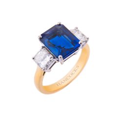 Sapphire and Diamond Three Stone Ring