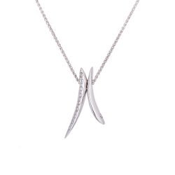 18ct White Gold Diamond Set Pendant and Chain