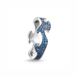 Georg Jensen Fusion 18 carat white gold centre ring with blue sapphires