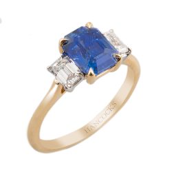 Gold Sapphire and Diamond 3-Stone Ring