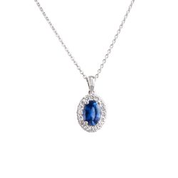 Sapphire and Diamond Cluster Pendant