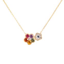 Flower Multi Coloured Sapphire Pendant