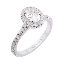 F Colour Oval Cut Diamond Cluster Ring