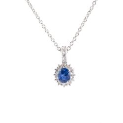 Oval Cut Sapphire and Diamond Pendant