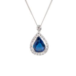 Sapphire and Brilliant Cut Diamond Pendant