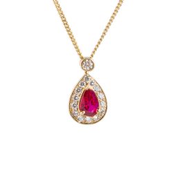 Pear Cut Ruby and Diamond Pendant