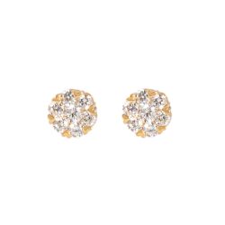 Diamond Halo Cluster Stud Earrings