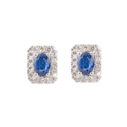 Halo Set Sapphire and Diamond Studs