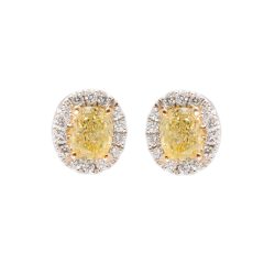 Oval Yellow Diamond Stud Earrings