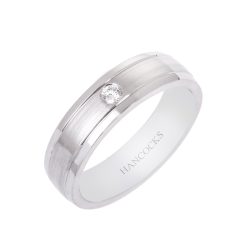 Platinum Diamond Set Gents Wedding Ring