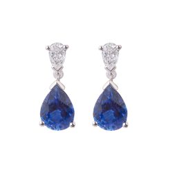 Pear Cut Sapphire and Diamond Drop Earrings