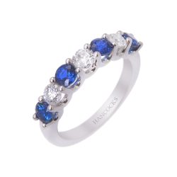 Sapphire and Diamond 7-Stone Eternity Ring