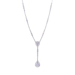 Pave Set Diamond Pear Shaped Drop Necklace