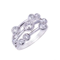 18ct White Gold 3-Row Diamond Bubble Ring