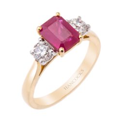 Ruby 3-Stone with Brilliant Cut Diamonds