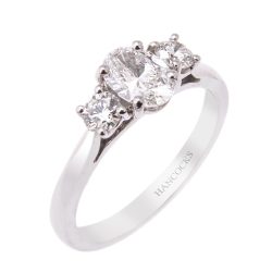 Certificated Oval Cut Diamond 3-Stone Ring
