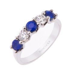 Sapphire and Diamond 5-Stone Eternity Ring