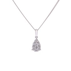 Pave set Diamond Drop pendant in White Gold