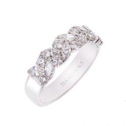 Platinum Broad Wedding Band with Marquise