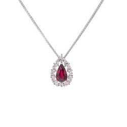 Pear Cut Ruby and Diamond Cluster Pendant