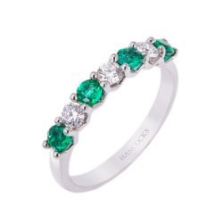Platinum Emerald and Diamond Half Eternity