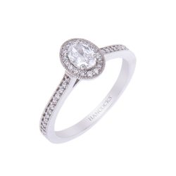 D Colour Oval Cut Diamond Halo Engagement Ring