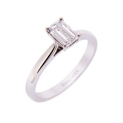 Platinum Emerald Cut Diamond Ring