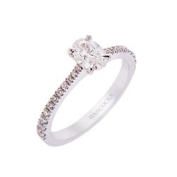 Oval Cut Diamond Ring with Diamond Set Shoulders