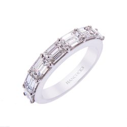 Platinum Emerald Cut Diamond Half Eternity Ring