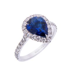 Sapphire and Diamond Pear Shaped Cluster Ring