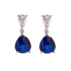Pear Sapphire and Diamond Drop Earrings