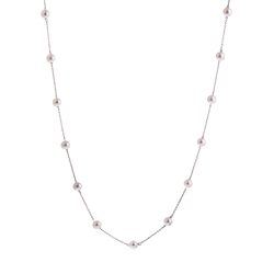 Long Pearl and White Gold Chain Necklace
