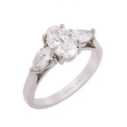 Platinum Oval Cut Diamond Trilogy Ring