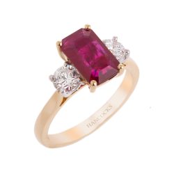 Yellow Gold Ruby and Diamond Engagement Ring