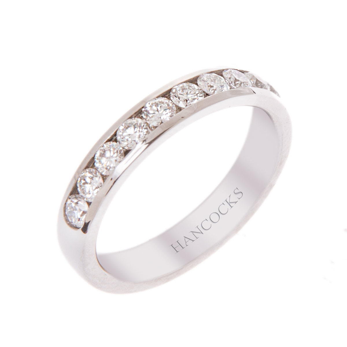 brilliant cut diamond channel set wedding ring