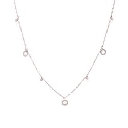 White Gold  Circle Necklace with Diamonds