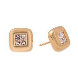 Yellow Gold Princess Cut Diamond Studs