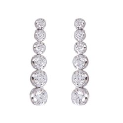 Graduated White Gold Diamond Drop Earrings