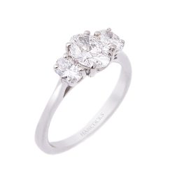 Oval Diamonds Three-Stone Ring in Platinum