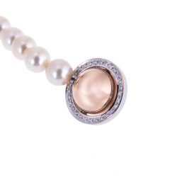 Rose and White Gold Diamond Set Pearl Catch