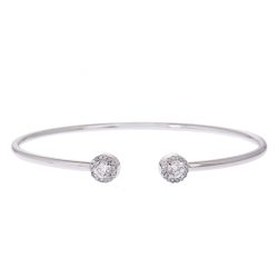 18ct White Gold Bangle with Diamond Cluster Motif