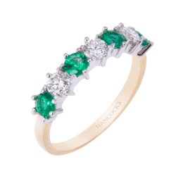 7-Stone Emerald and Diamond Half Eternity Ring